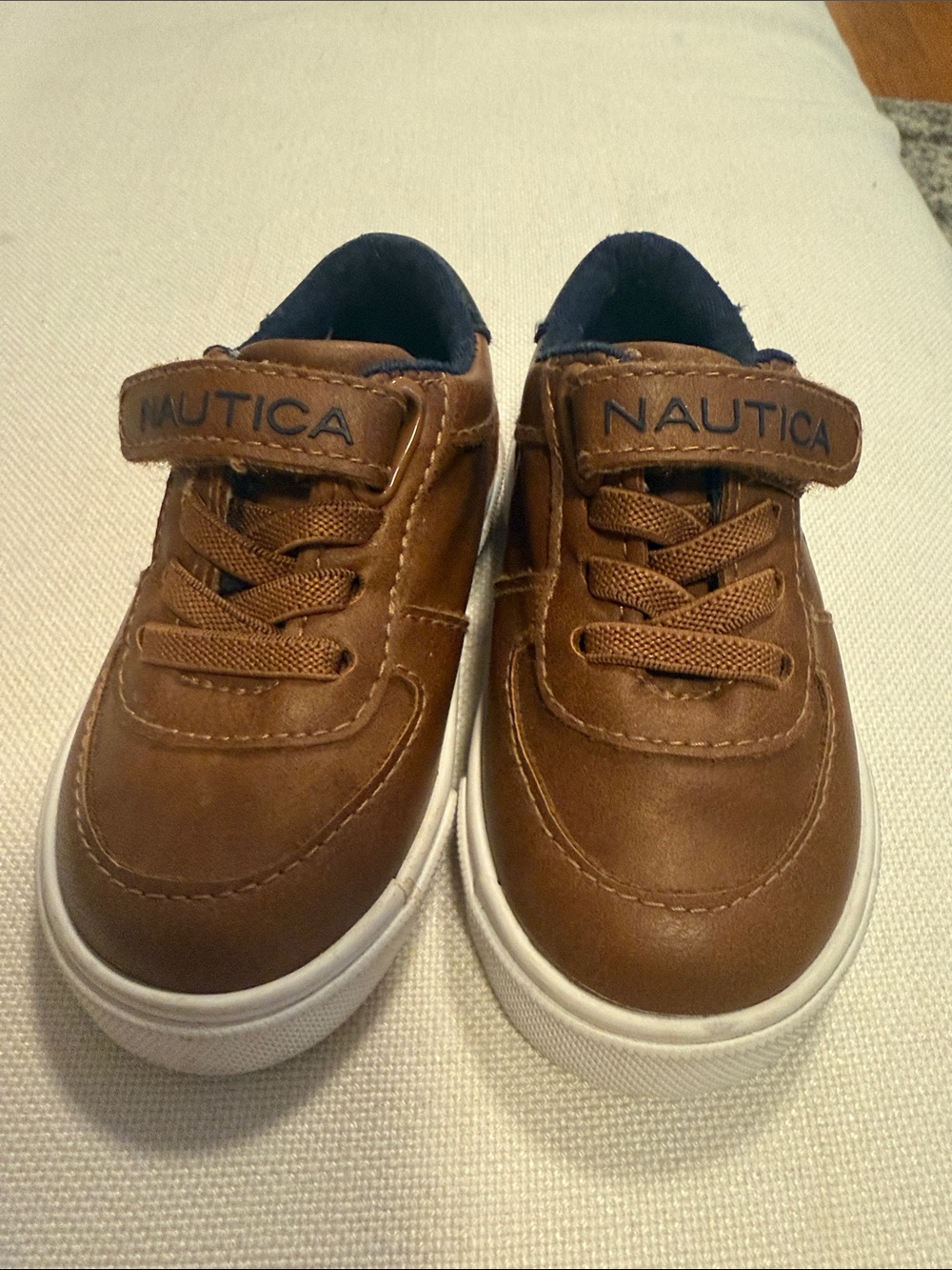 Nautica Brown and Navy Kids Sneakers with Velcro